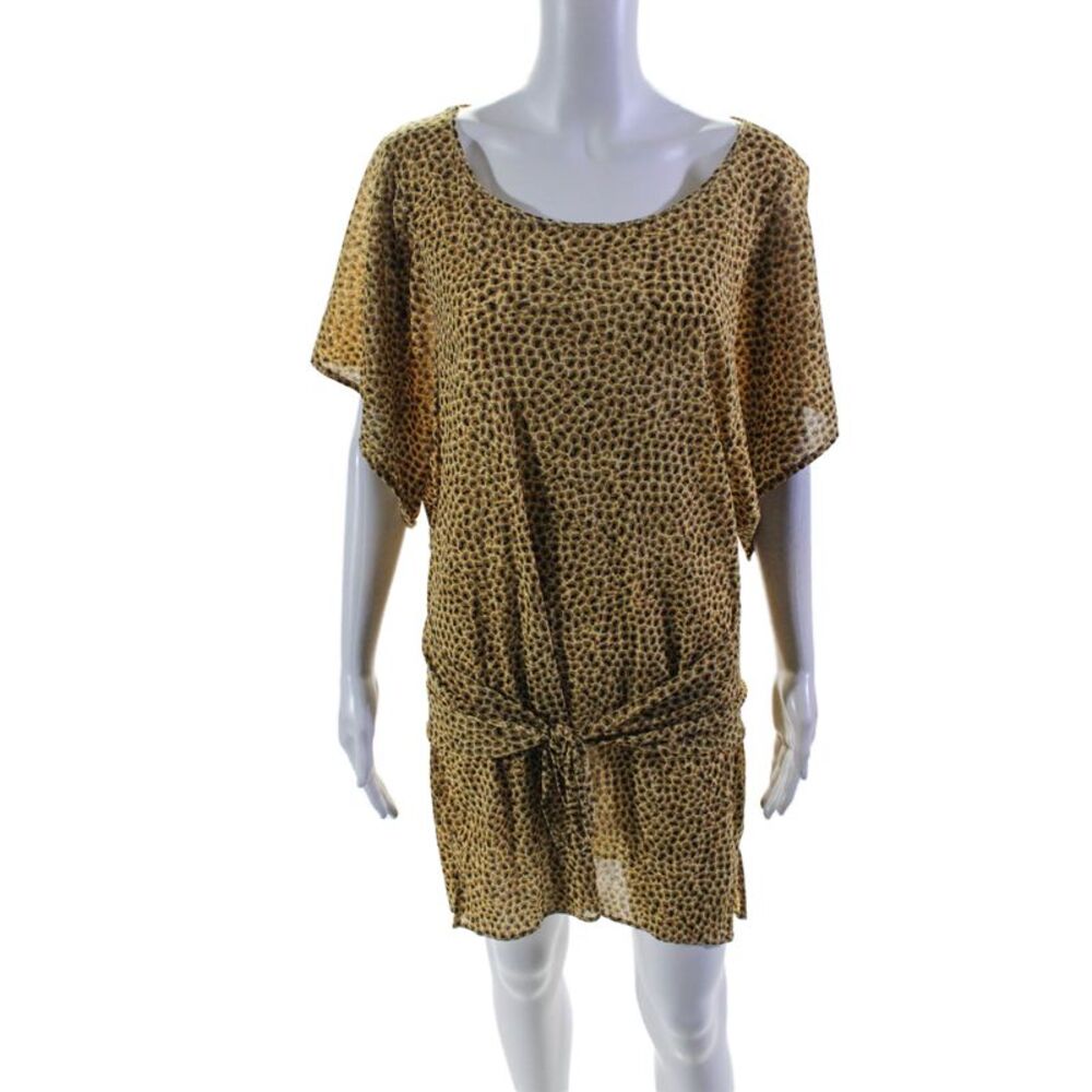 Lenny Women's Round Neck Short Sleeves Drop Waist Mini Dress Spotted Dot Size S